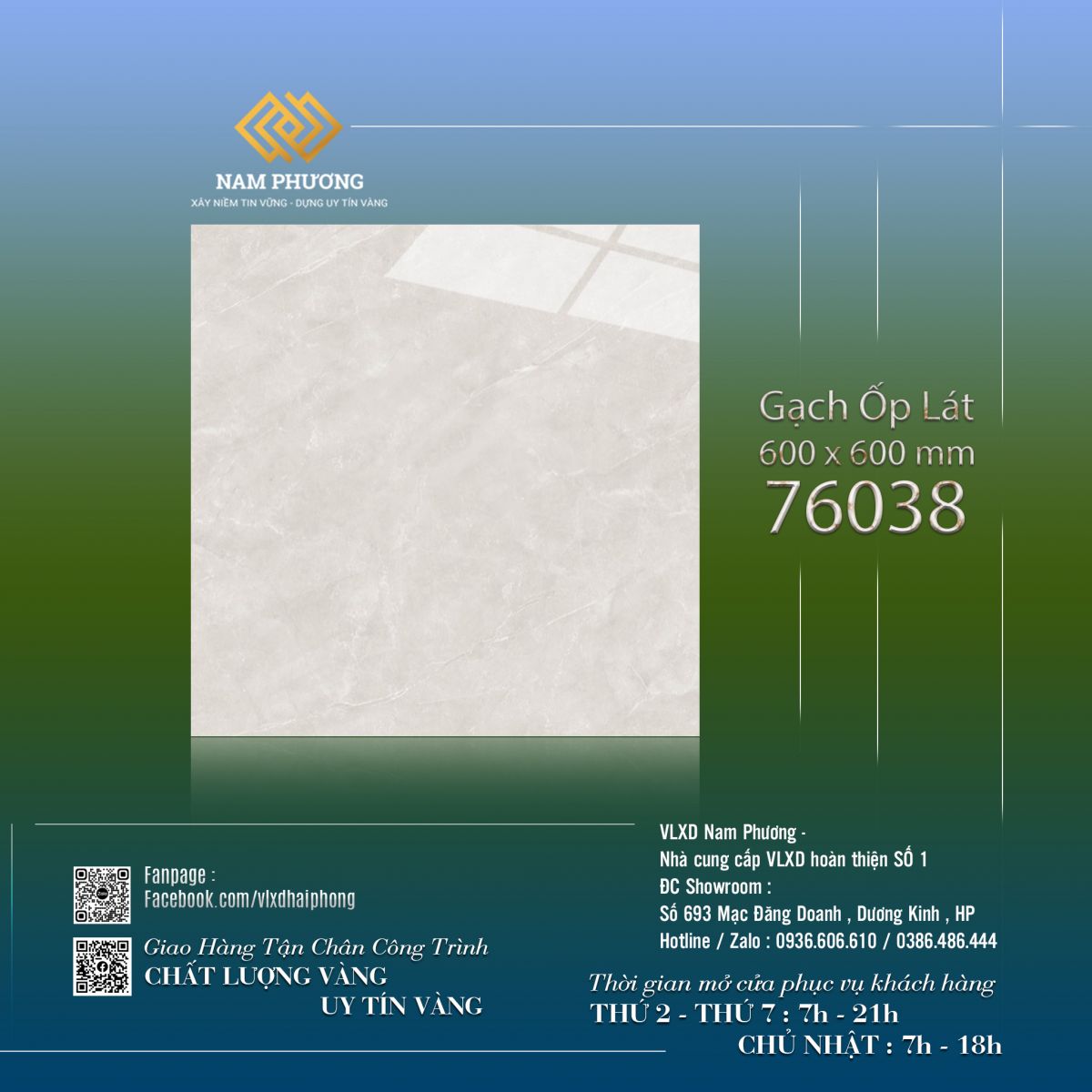 Gạch ốp lát 600 x 600 mm Code NP76038