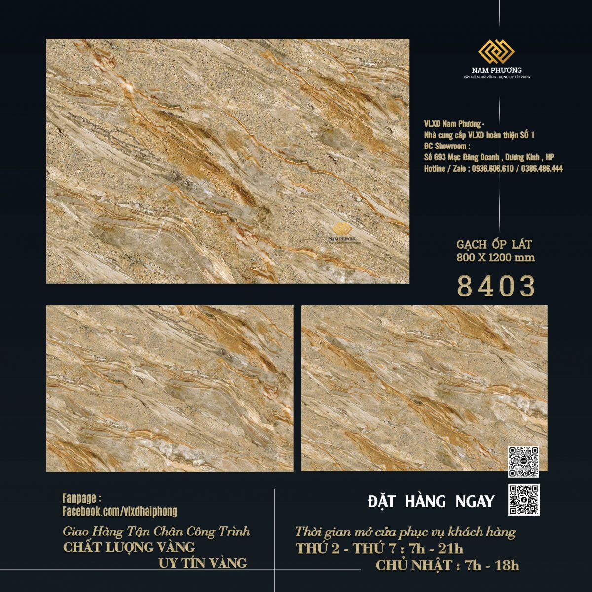 GẠCH ỐP LÁT PORCELAIN MEN VI TINH KÍCH THƯỚC LỚN 800.1200 MM CODE 8403 