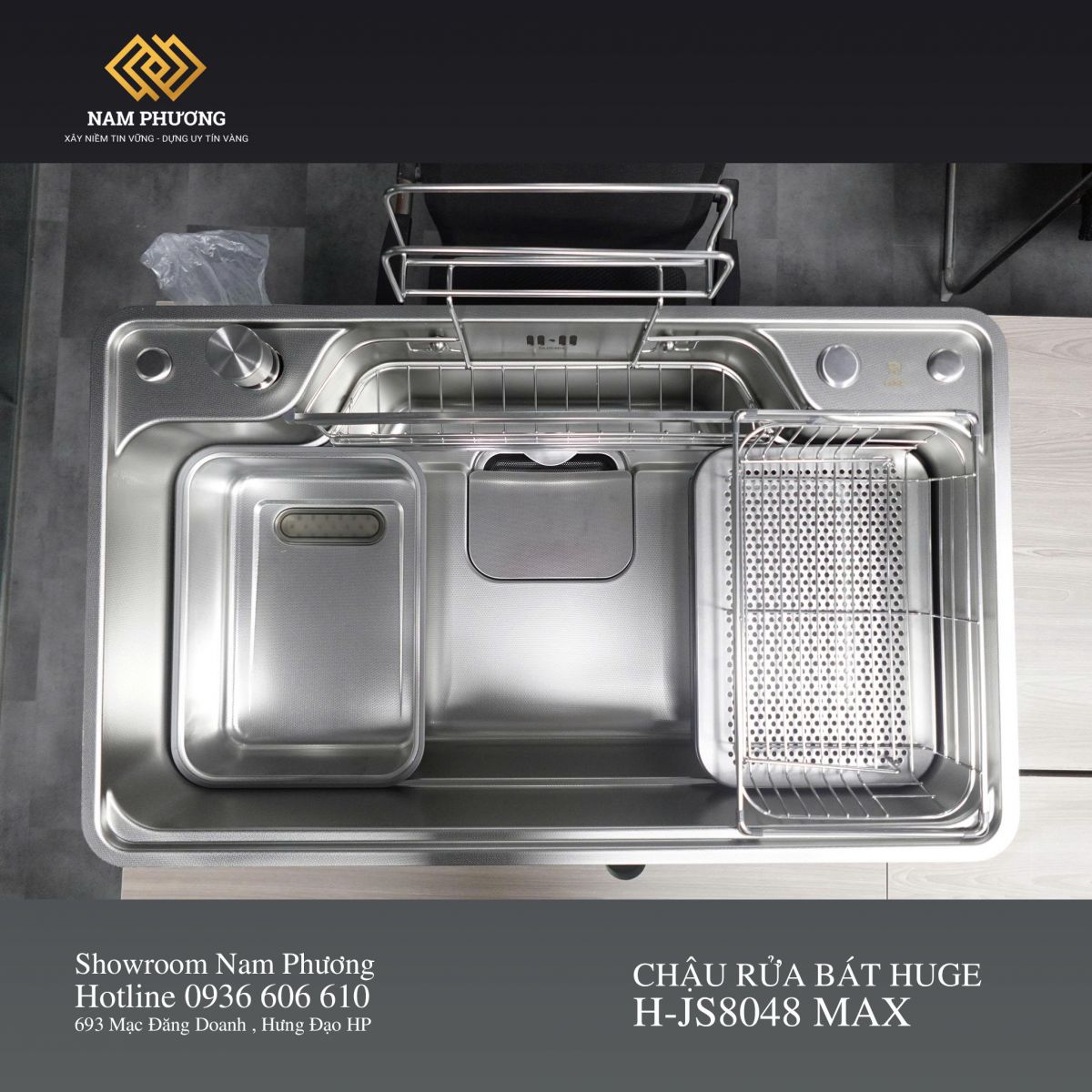 CHẬU RỬA BÁT HUGE H-JS8048 MAX