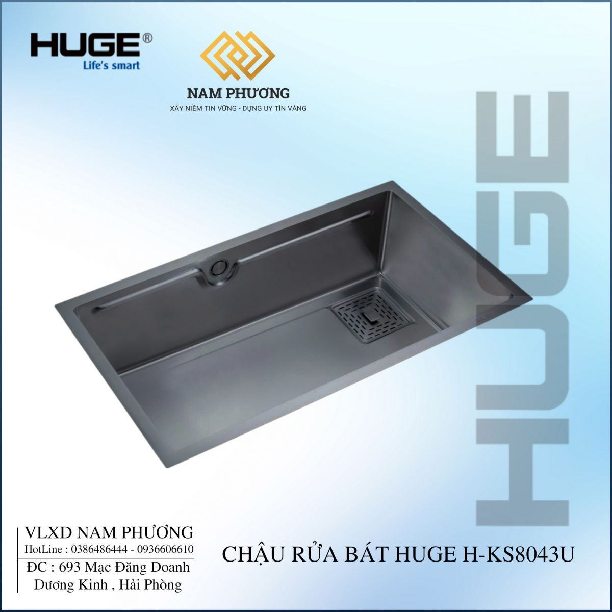 CHẬU RỬA BÁT HUGE H-KS8043U