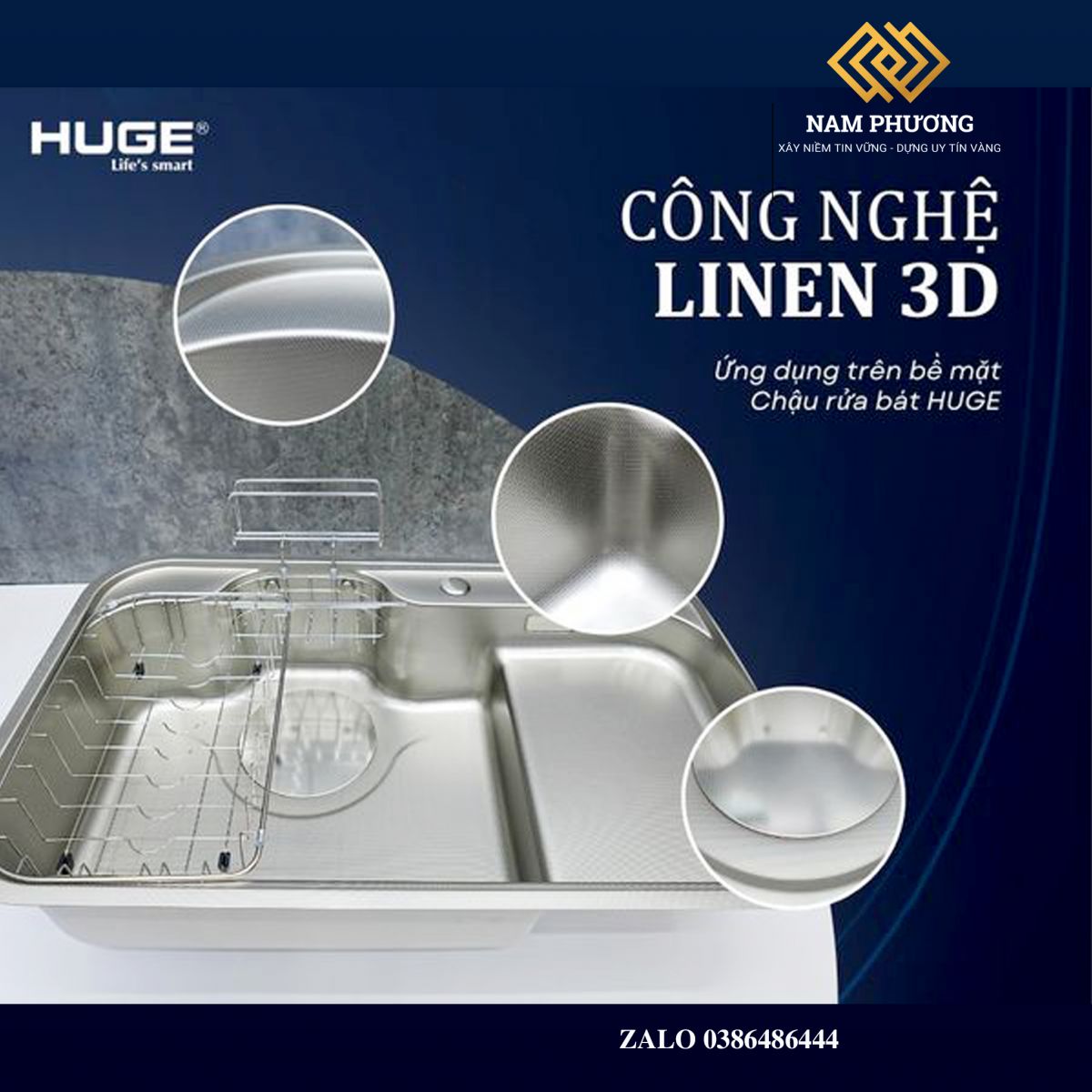 GIẢM BỚT NỖI LO KHI SỬ DỤNG CHẬU RỬA BÁT BỀ MẶT LINEN 3D