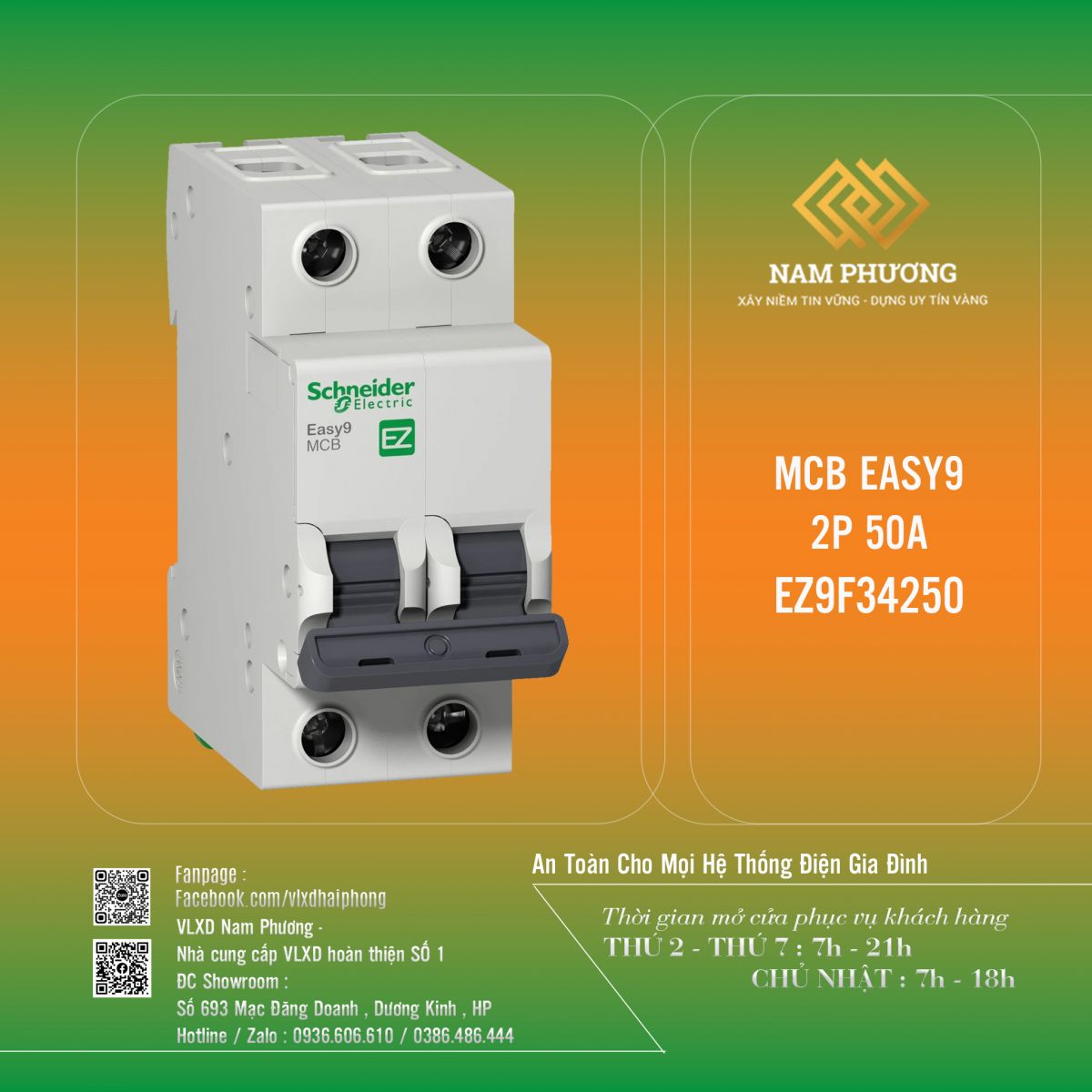 MCB EASY9 2P 50A EZ9F34250