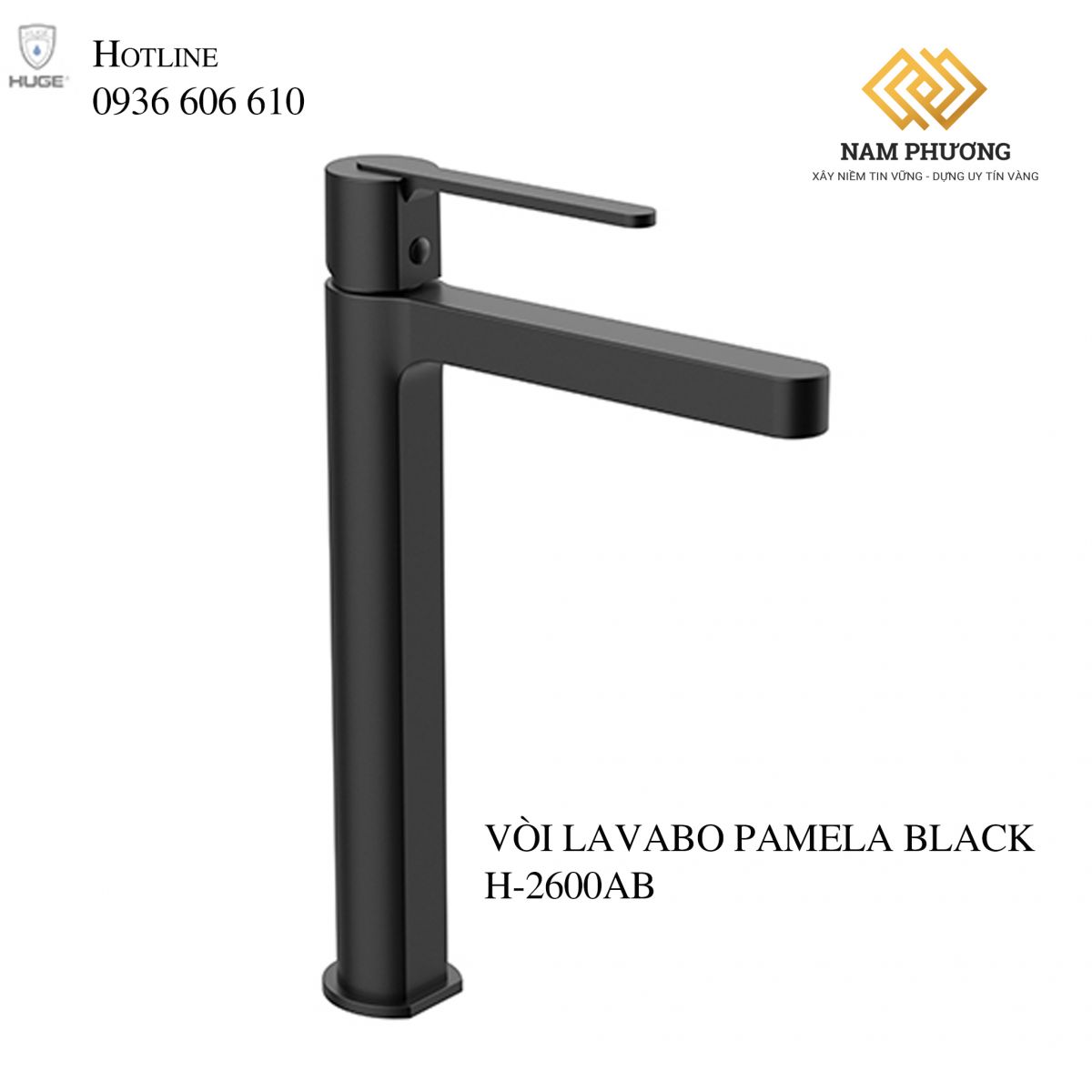 VÒI LAVABO PAMELA BLACK H-2600AB