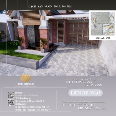 GẠCH LÁT SÂN VƯỜN KÍCH THƯỚC 500 x 500 mm CODE 6531 