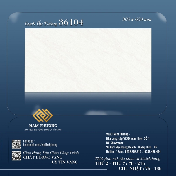 Bộ gạch ốp tường kích thước 300*600 mm Code 36104 - 36105 - 36106 - 36107