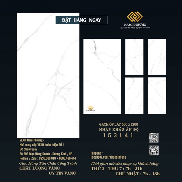 Gạch ốp lát cao cấp nhập khẩu Ấn Độ kích thước 600 x 1200 mm Code I53141 - I53141D 