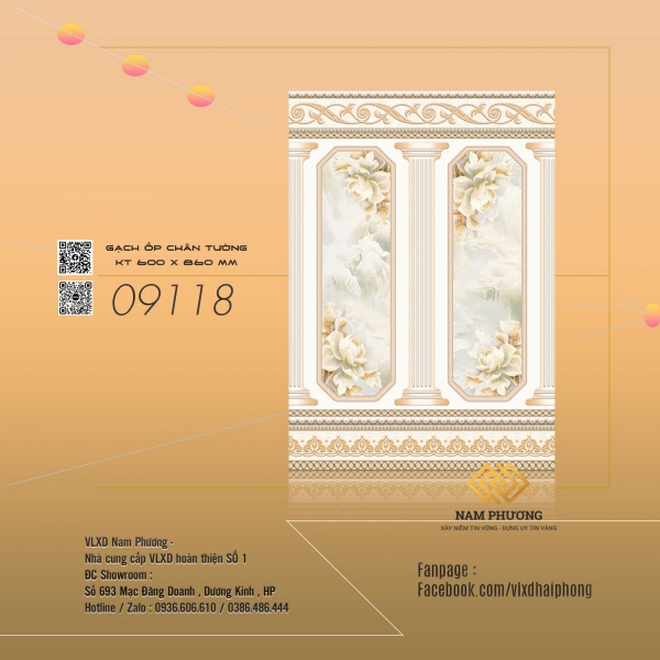 GẠCH ỐP CHÂN TƯỜNG KÍCH THƯỚC 600 x 860 mm  Code 05.600860.09118