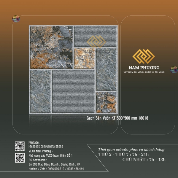 Gạch sân vườn kích thước 500x500 mm Code 18618 