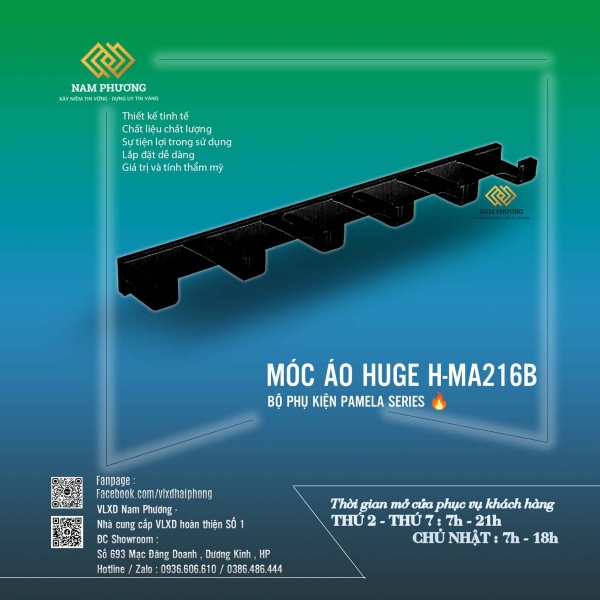 MÓC ÁO PAMELA SERIES MATTE BLACK H-MA216B